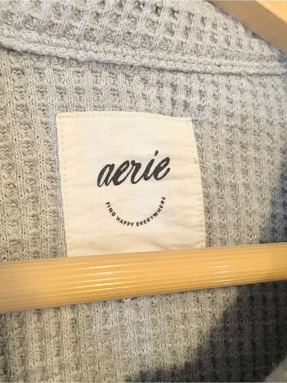 Aerie Gray Waffle Knit Oversized Button Down - Picture 6 of 7
